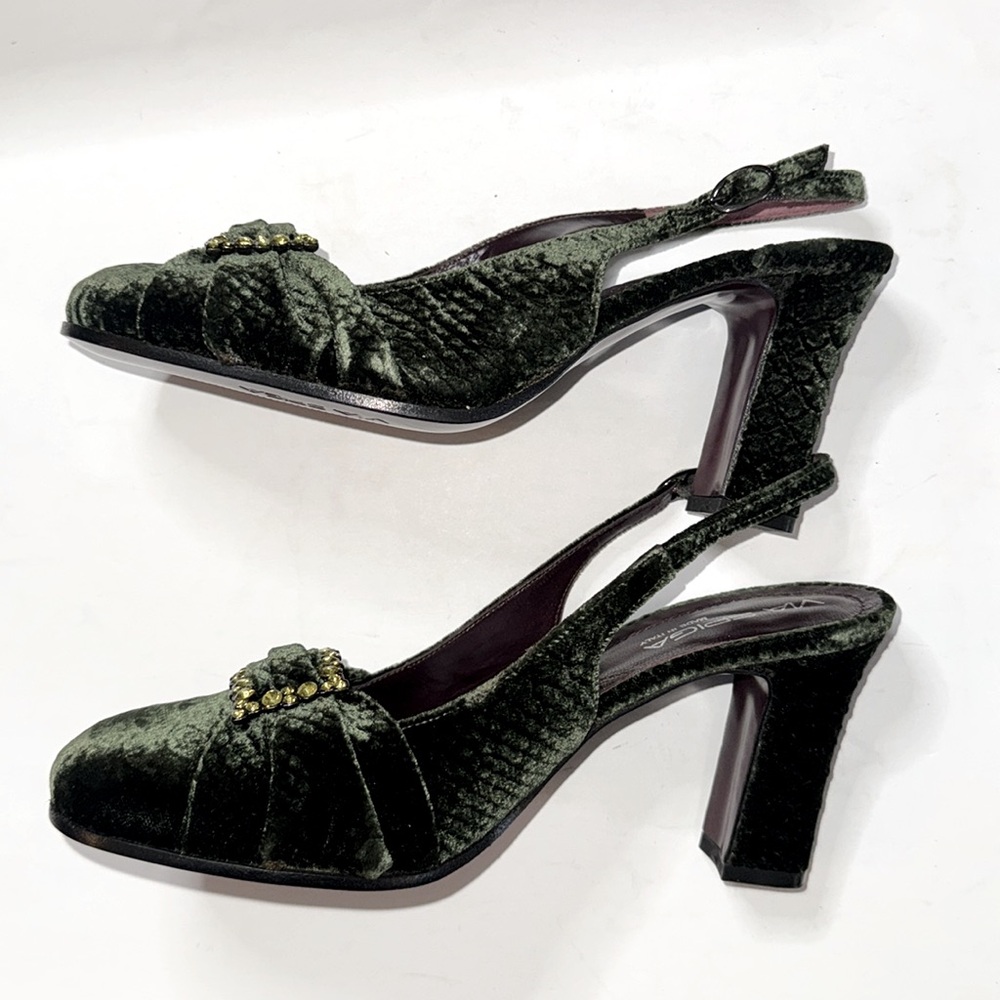 Via Spiga Green Velvet Python Shoes - Picture 4 of 9
